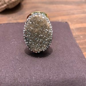 Grey druzy ring
